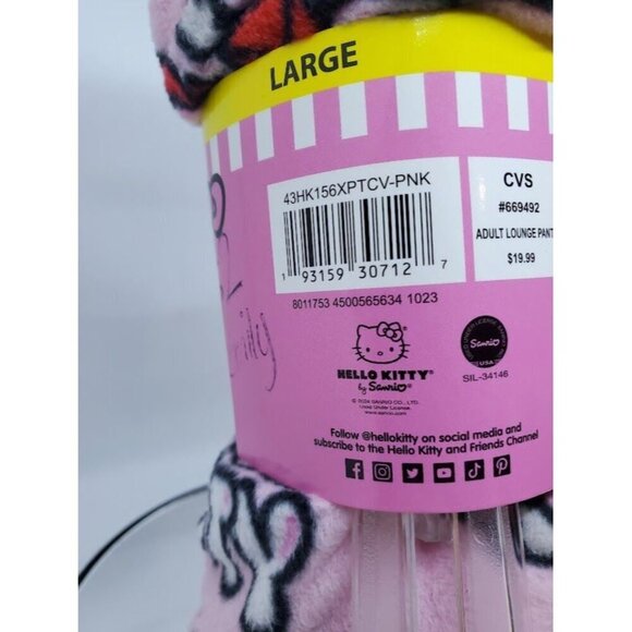 Hello Kitty Love Hearts Balloons Ladies Sleep Pant Large NWT - Picture 4 of 4